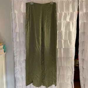 Zara Green Satin Wide Leg Pants